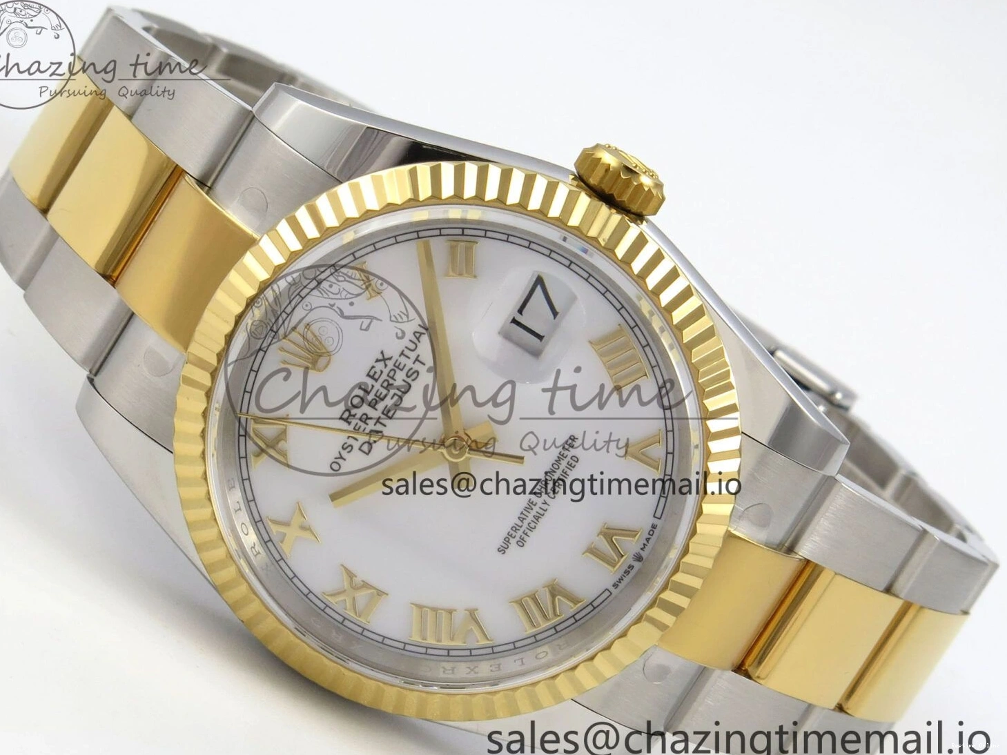 0101 TravelReady DateJust 36 SS YG ARF 1:1 Best Edition 904L Steel White Dial YG Roman on Oyster Bracelet SH 99